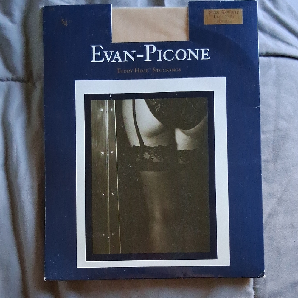 Evan-Picone Black Lace Teddy Hose Stockings- Vintage